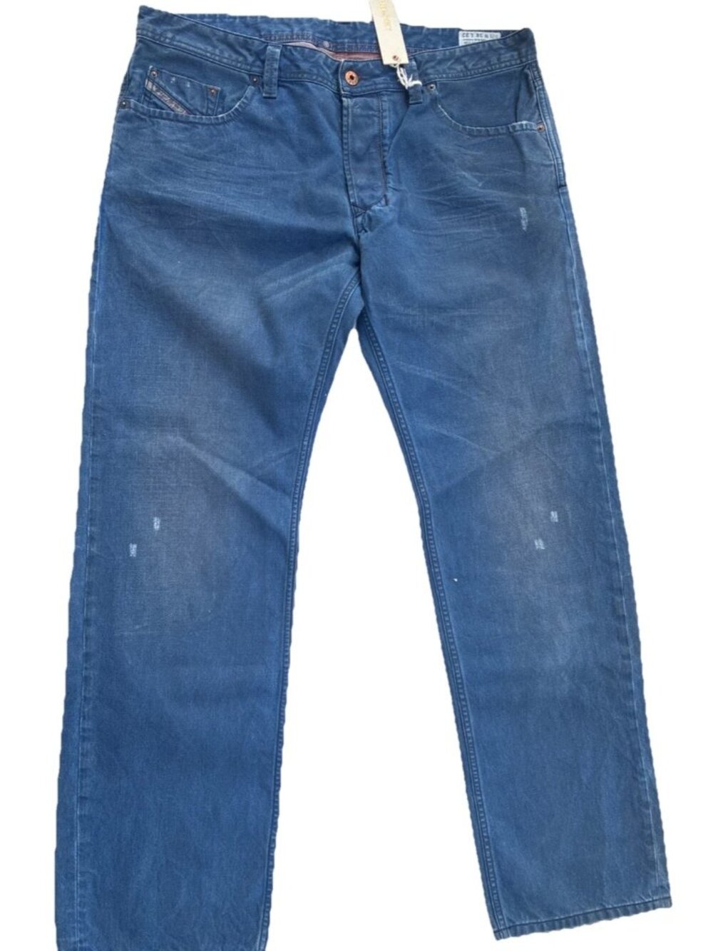 Diesel Larkee Jeans Regular Straight Blue Denim Distressed Mens 0811K Sz 38 x32